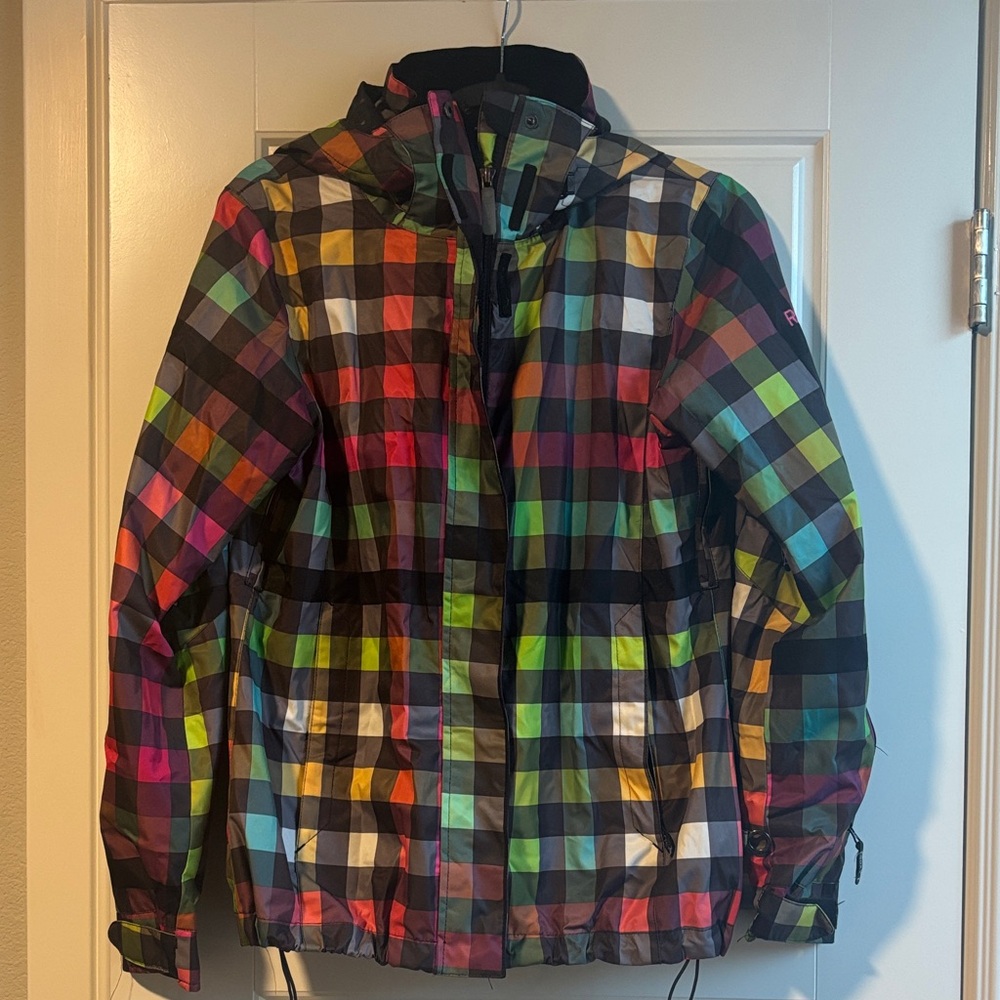 Colorful Plaid Hooded SKI Jacket